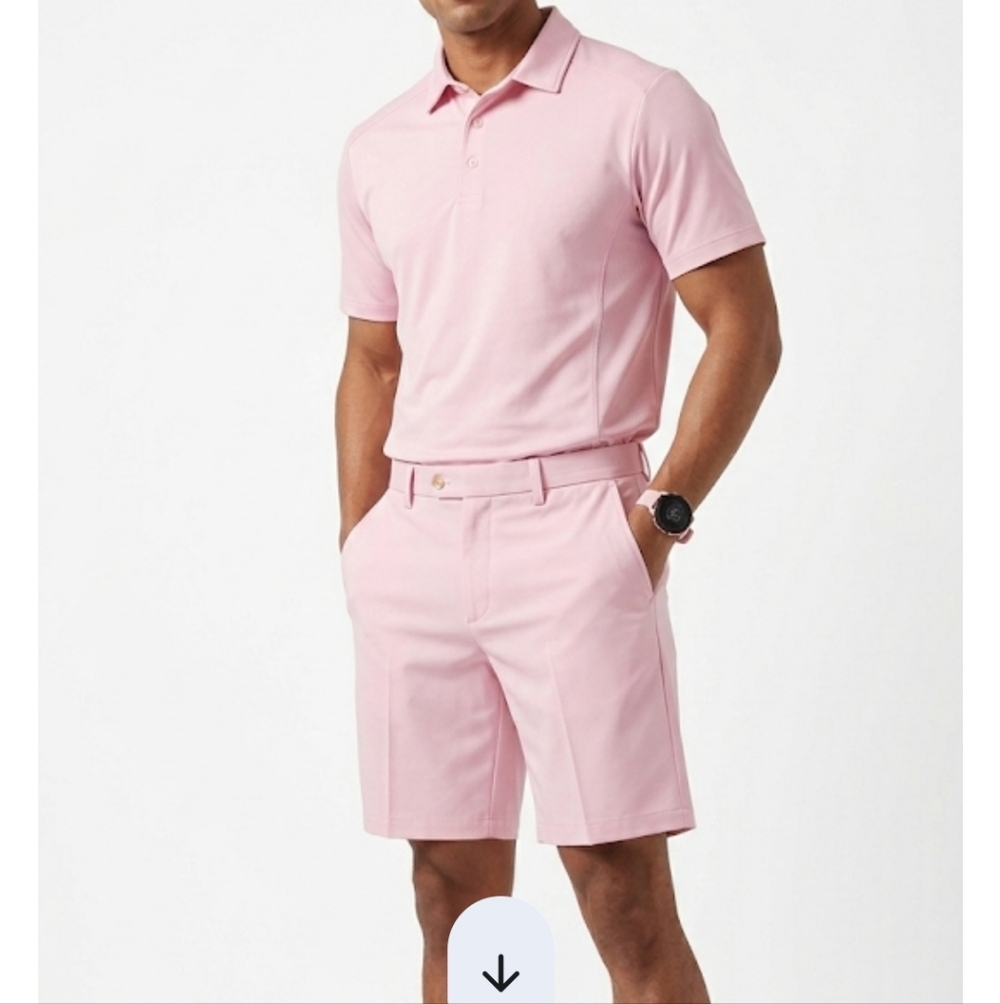 Peter Millar Light Pink Men's Flat Front Shorts With Pirate Logo